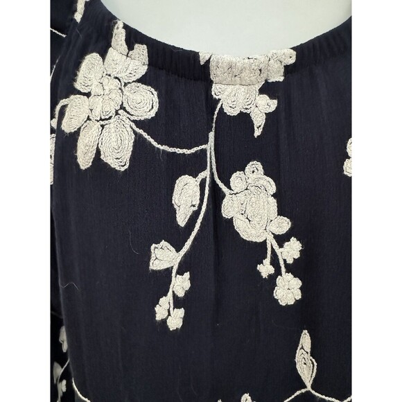 Simply Irresistible Dress Crinkle Gauze Embroidered On Off Shoulder Blue M EUC - Picture 2 of 9